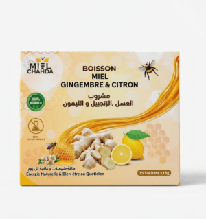 Boisson Miel, Gingembre et Citron – 15 Sachets Individuels x 15g